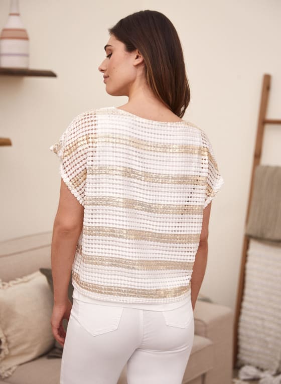 Metallic Stripe Crochet Top