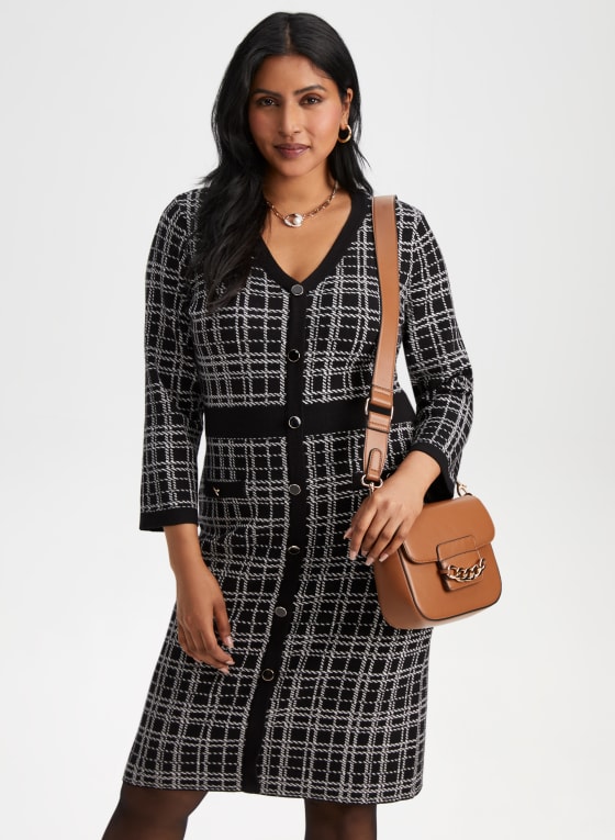 Check Print Knit Dress