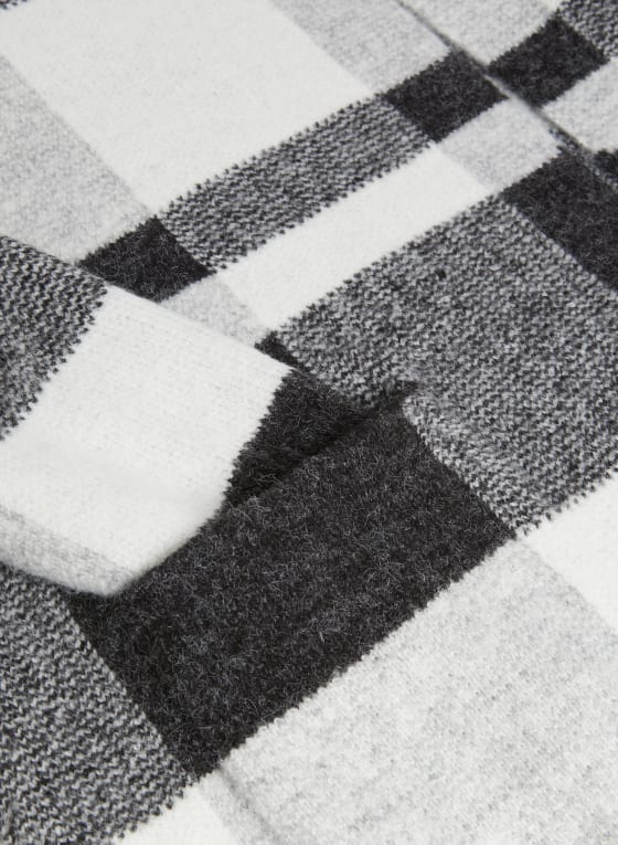 Plaid Shawl Collar Coatigan