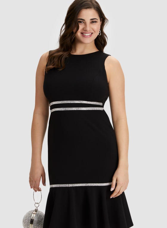 Glitter Trim Sleeveless Dress