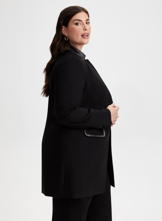 Vegan Leather Detail Redingote Jacket