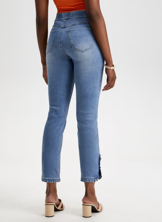 Ruffle Detail Denim Capris