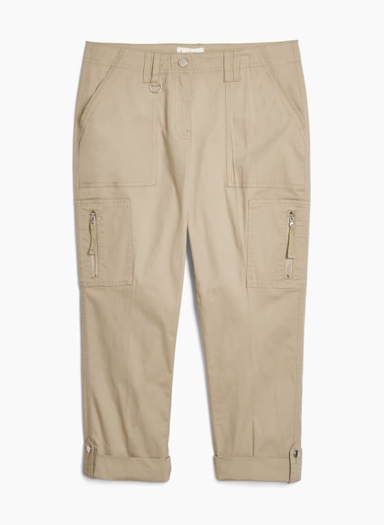 Zipper Detail Cargo Capris