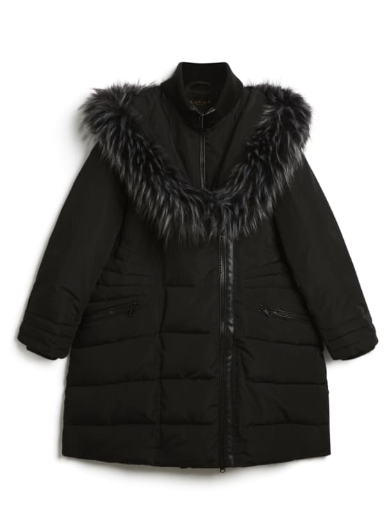 Faux Fur Trim Asymmetrical Coat