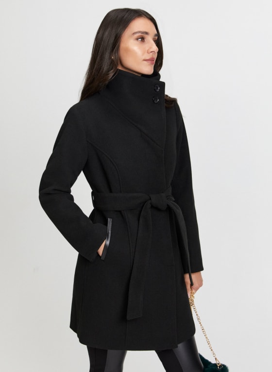 Stretch Wool-Blend Trench Coat