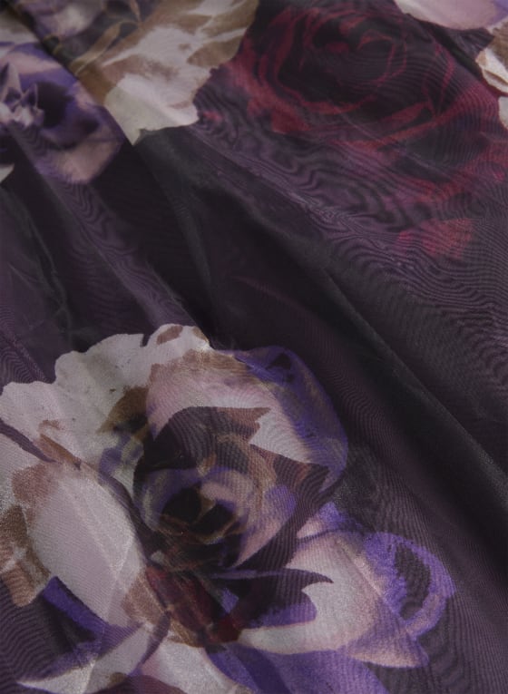 Floral Print & Bow Organza Dress