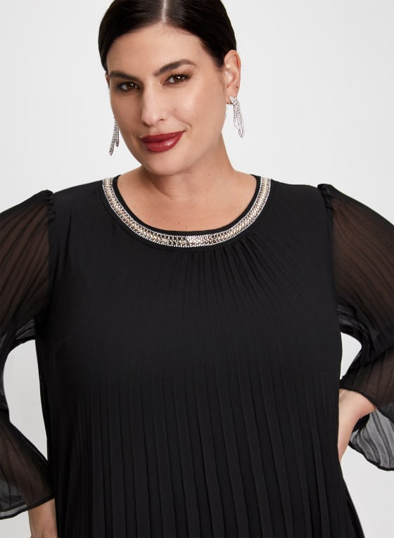 Joseph Ribkoff - Rhinestone Trim Chiffon Dress