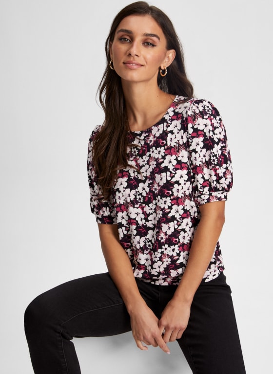 Floral Print Puff Sleeve Top