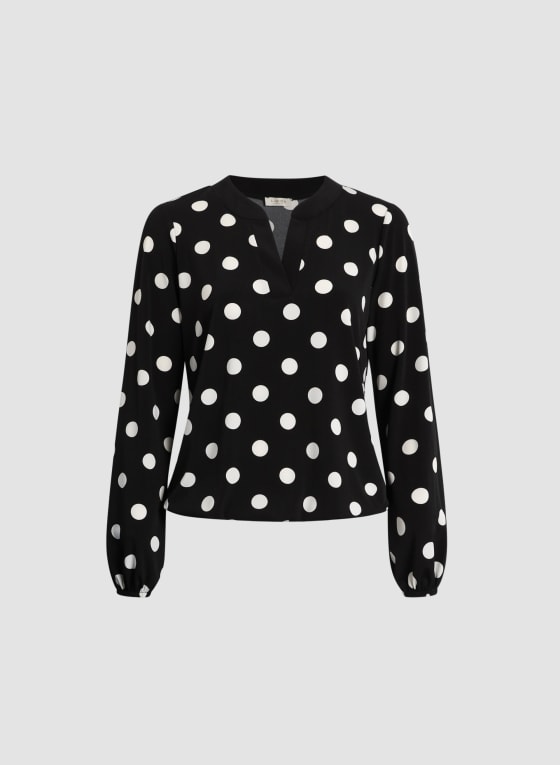 Dot Motif V-Neck Top