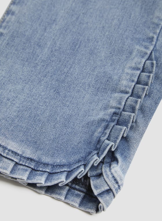 Ruffle Detail Denim Capris