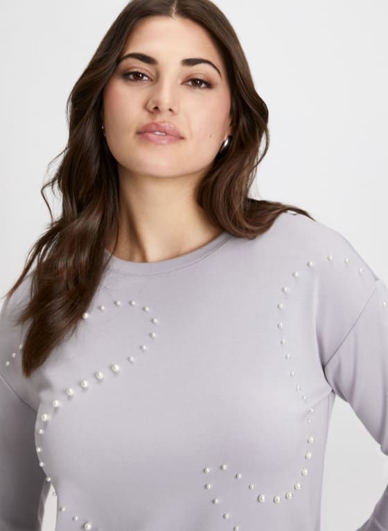 Long Sleeve Pearl Detail Top