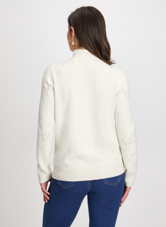 Mock Neck Pointelle Detail Sweater