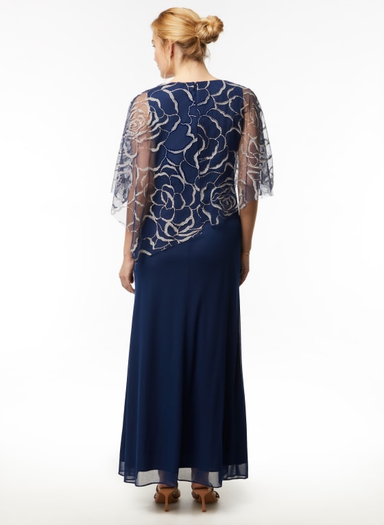 Floral Detail Asymmetric Poncho Dress