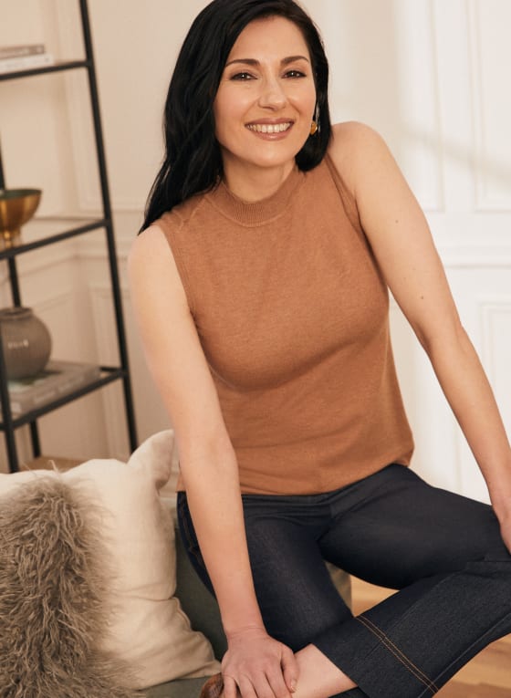 Mock Neck Sleeveless Sweater