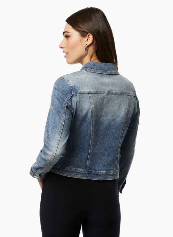Embroidered Button Front Denim Jacket