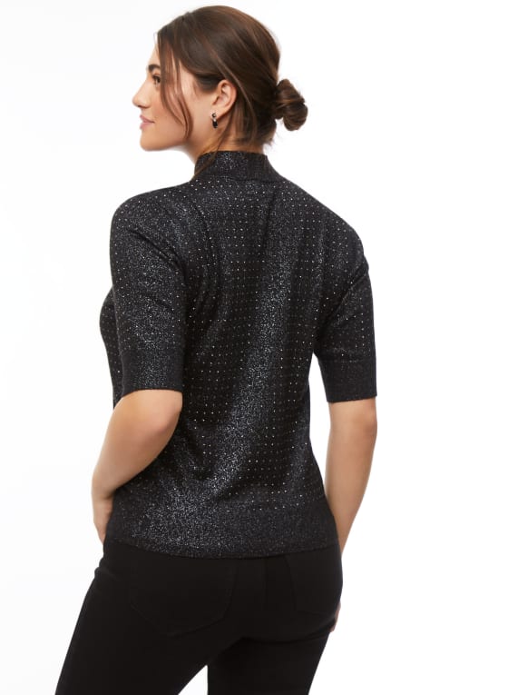 Rhinestone Mock Neck Sweater