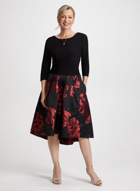 Floral Print Jacquard Dress