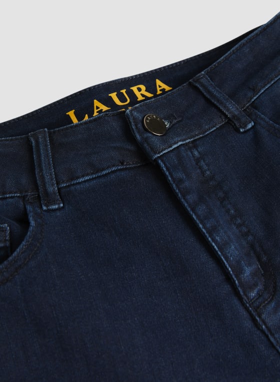 Rhinestone Trim Slim Leg Jeans