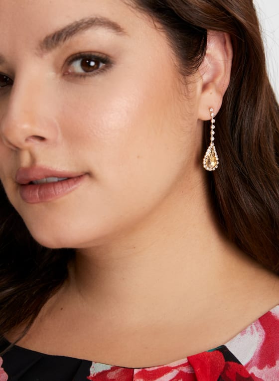 Faceted Stone Dangle Earrings