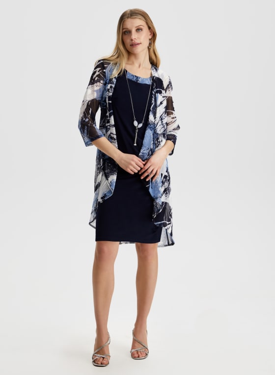 Abstract Print Jacket & Dress Set