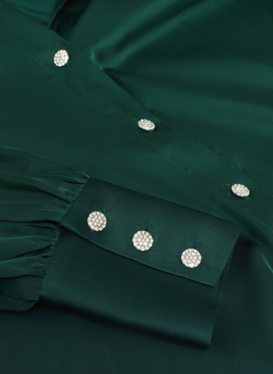 Satin Rhinestone Detail Blouse