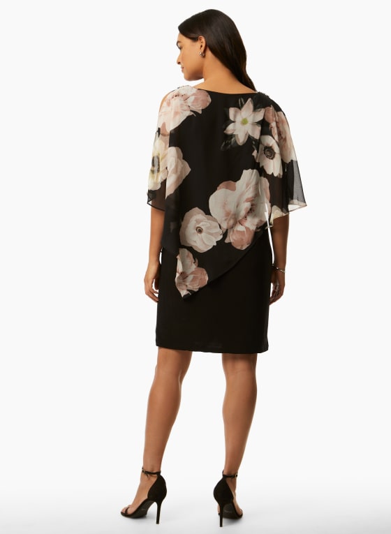 Floral Chiffon Poncho Dress