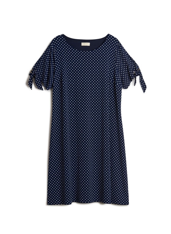 Dot Print Cold Shoulder Dress