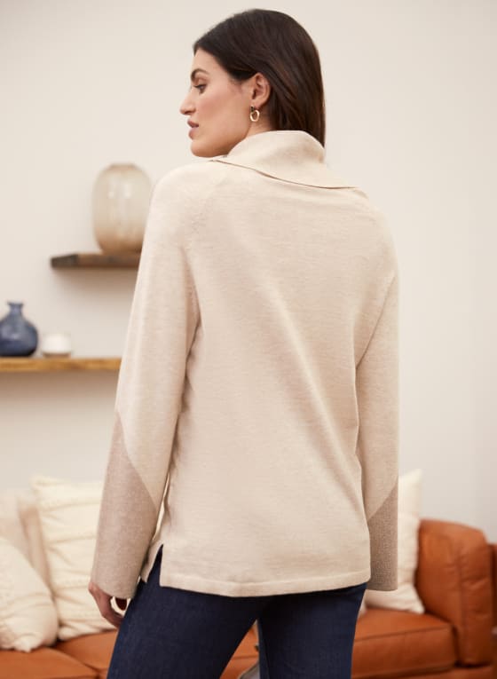 Metallic Cowl Neck Sweater