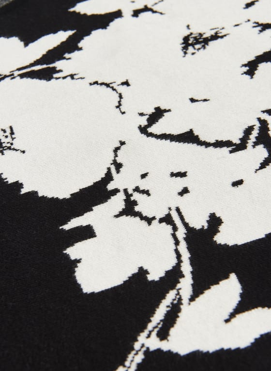 Contrast Floral Motif Sweater