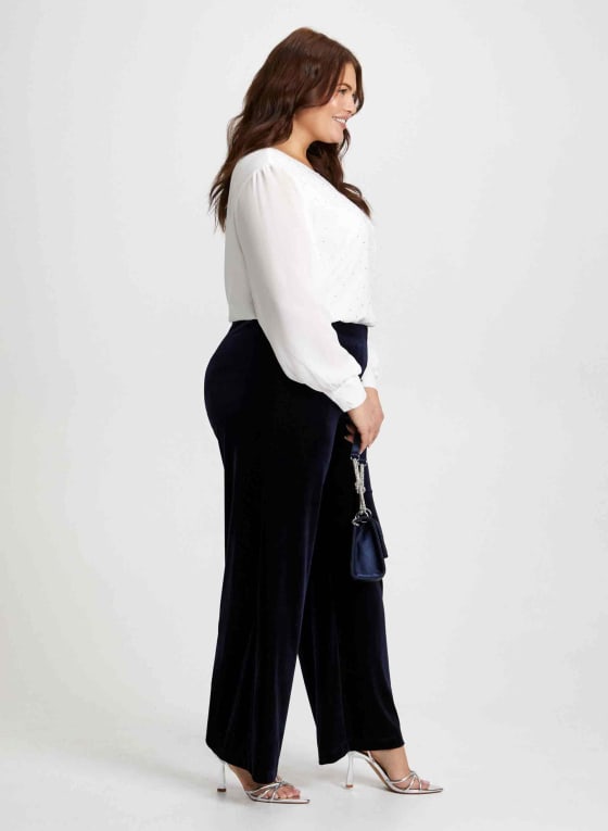 Pull-On Wide Leg Velour Pants