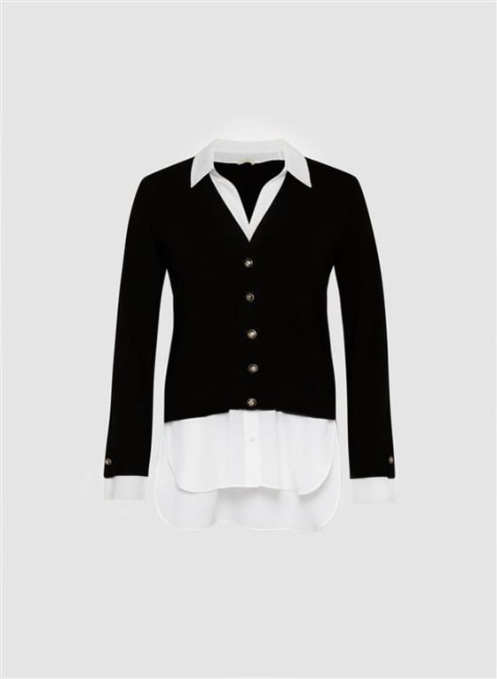 Shirt Collar Fooler Sweater