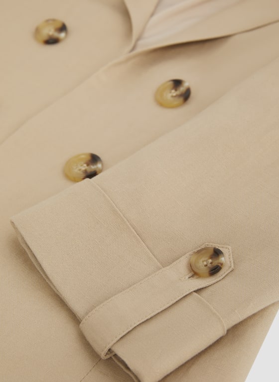 Linen Blend Notch Collar Blazer
