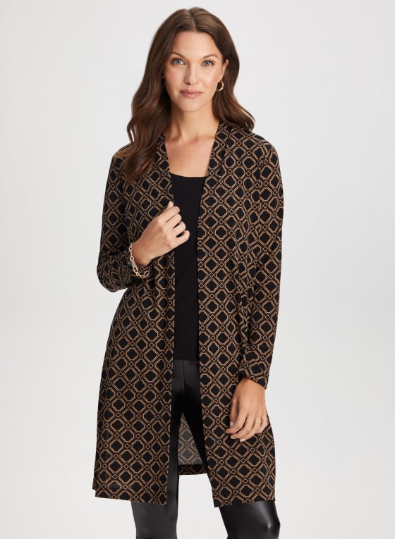 Geometric Print Open Front Top