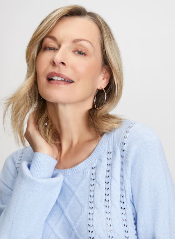 Beaded Cable Knit Motif Sweater