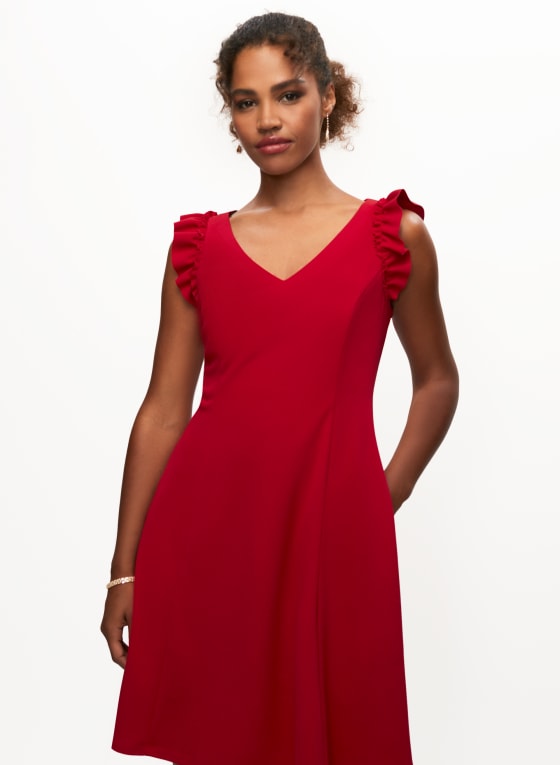 V-Neck Ruffle Detail Dress
