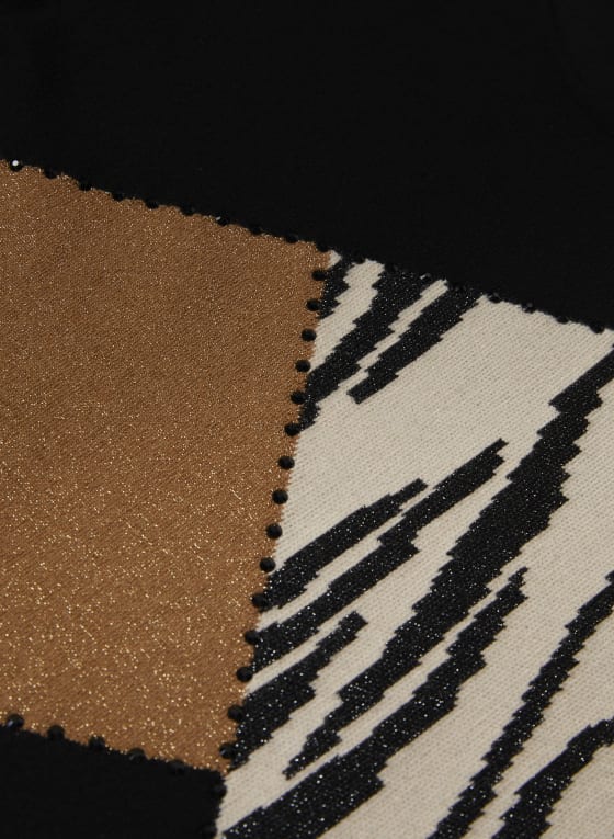 Colour Block Animal Motif Sweater