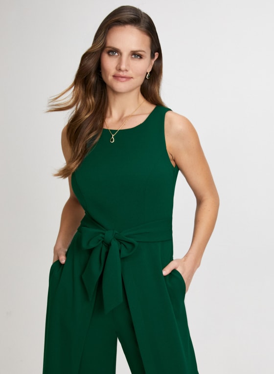 Sash Detail Split Wide Leg Jumpsuit