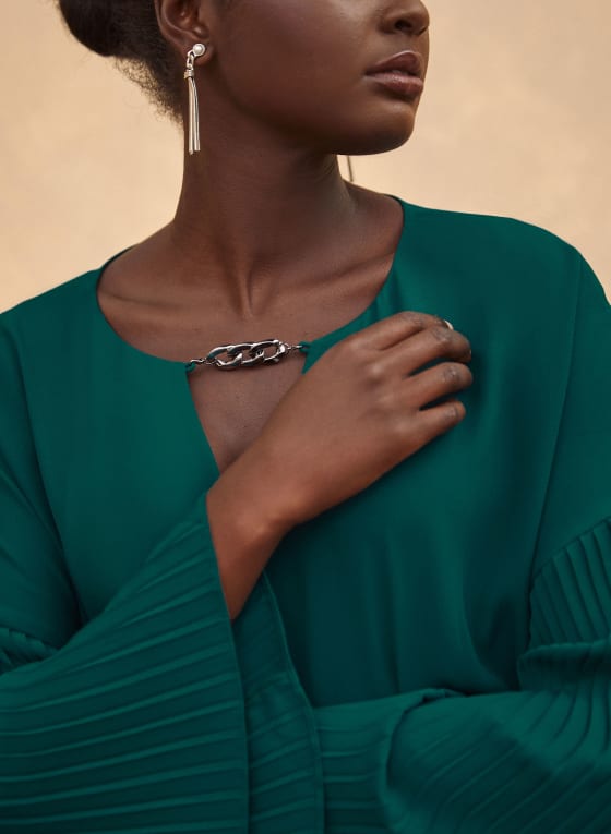 Pleat Detail Bell Sleeve Blouse