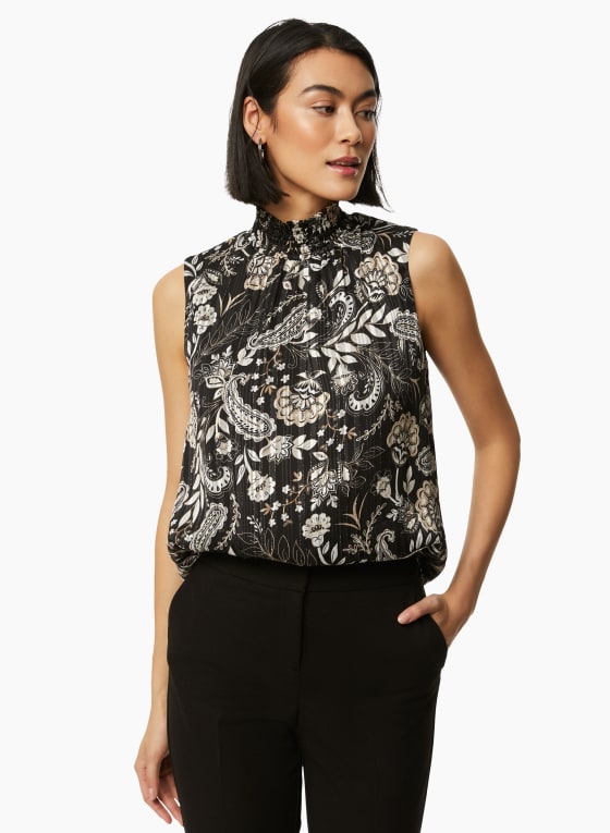 Sleeveless Paisley Motif Top