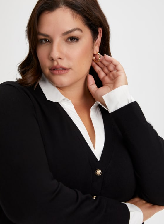 Shirt Collar Fooler Sweater