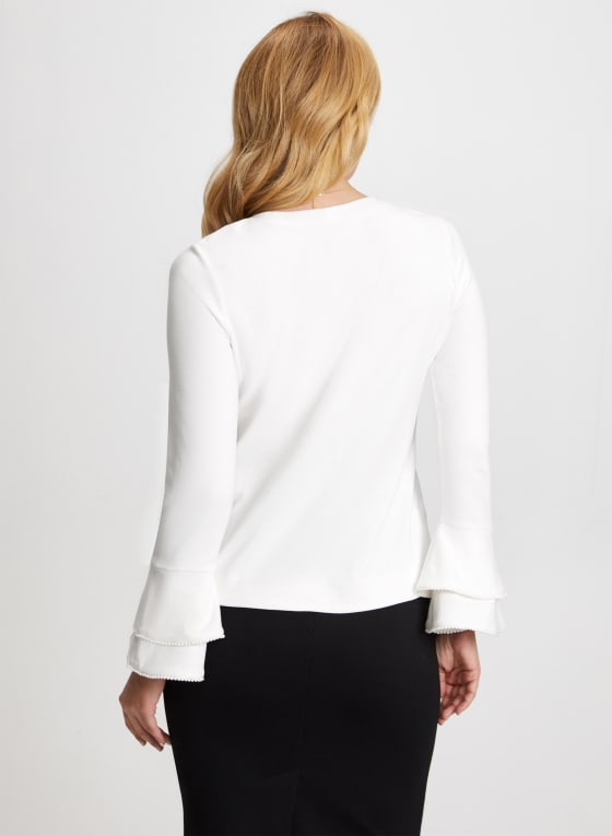 Pearl Embellished Tiered Sleeve Blouse