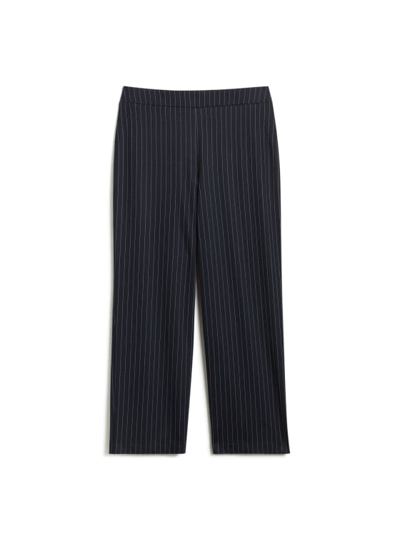 Pull-On Stripe Print Straight Leg Pants