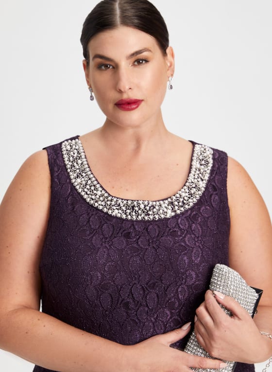 Sequin Lace Dress & Jacket Set