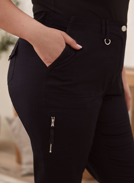 Zipper Detail Cargo Capris