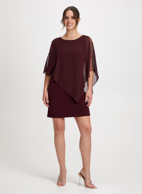 Beaded Sleeve Layered Effect Dress