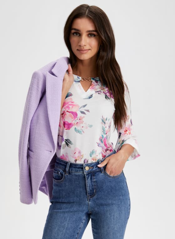 Floral Print 3/4 Sleeve Top