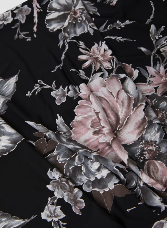 Asymmetric Neck Floral Print Dress