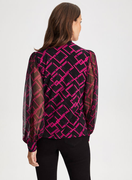 Keyhole Geometric Print Top