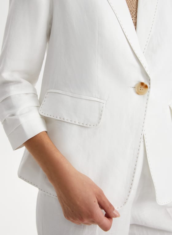 Linen Button Front Blazer