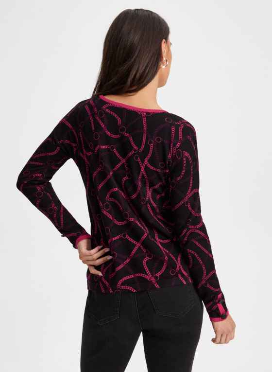 Contrast Chain Print Sweater